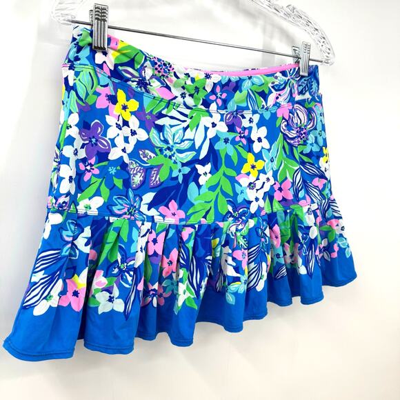 Lilly Pulitzer Luxletic Skort M Taye Pleated Social Sunset Blue Floral Tennis - Picture 2 of 9